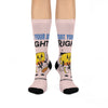 Cushioned Crew Socks — 'Start Your Day Right' Motivational Cartoon Socks